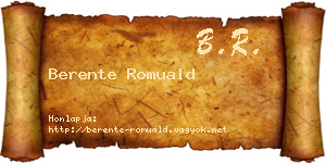 Berente Romuald névjegykártya